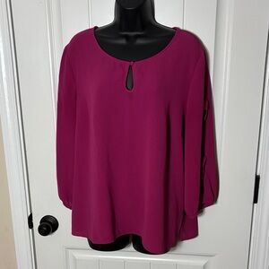 Investments Fuchsia Blouse with Keyhole Detail